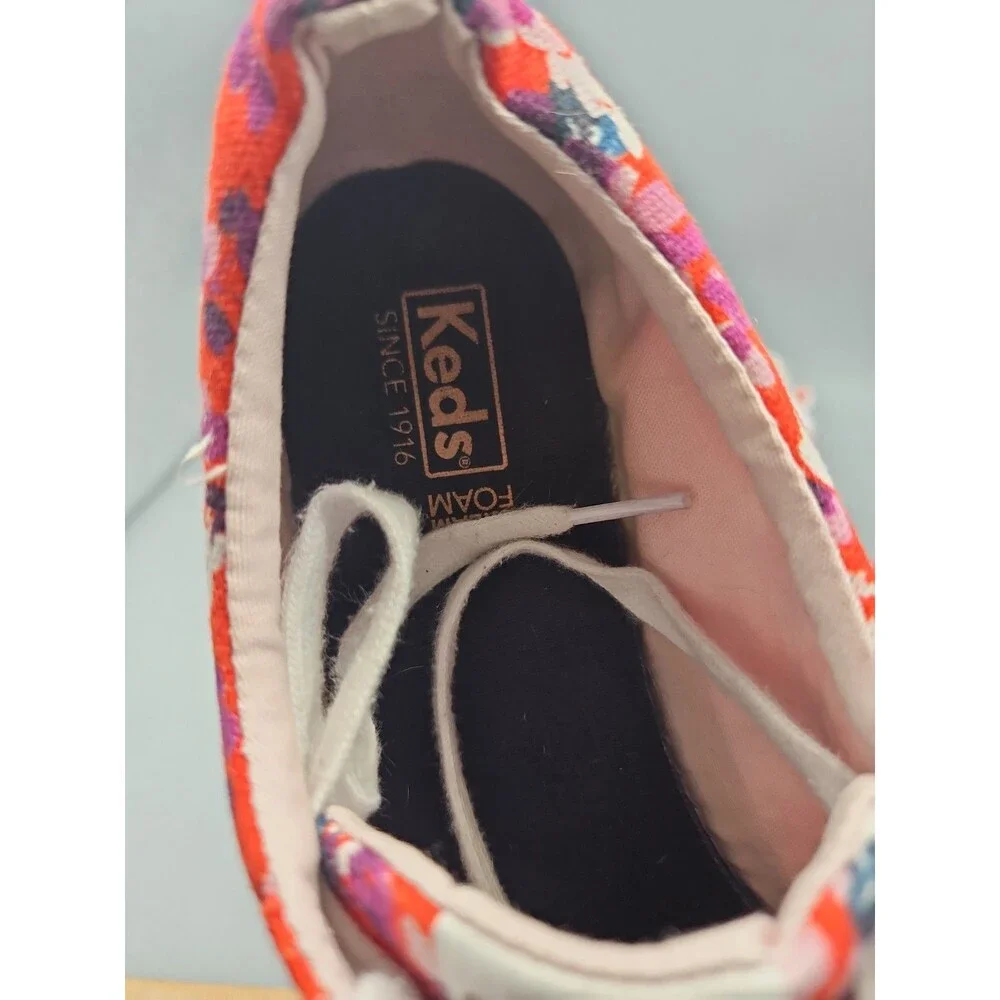 Keds  Women's Dream Foam Floral Sneakers - Size 11 - Red Canvas Lace-Up Shoes